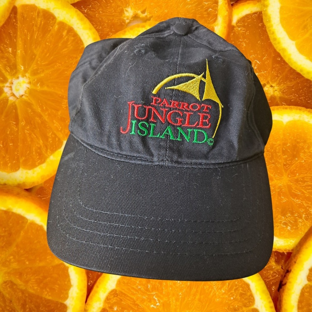 Parrot Jungle Island Hat Souvenir Embroidered Logo Black‎ Baseball Cap